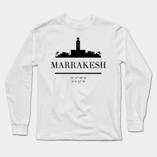 MARRAKESH MOROCCO BLACK SILHOUETTE SKYLINE ART Long Sleeve T-Shirt